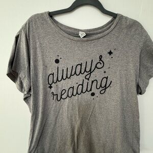 Gray Graphic Tee - Always Reading
